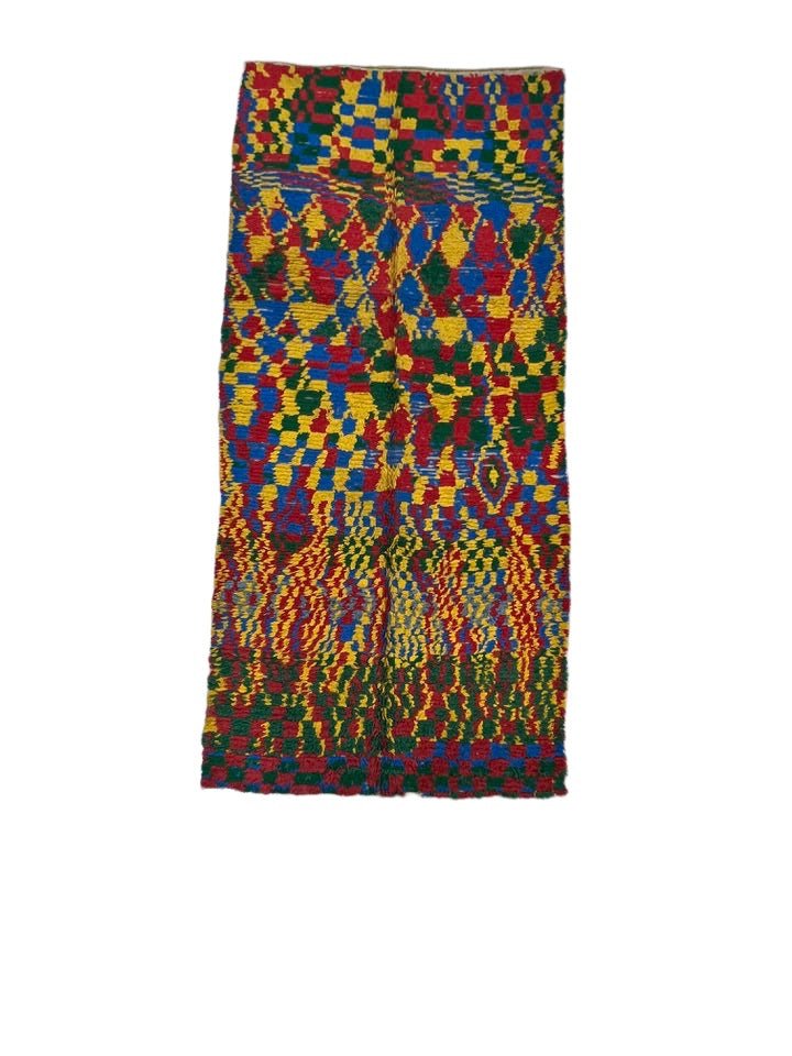 Vintage Moroccan area rug from Azilal, Wool and Thread, 10.17ft x 4.85ft or 310cm x 148cm - Dar Bouchaib Marrakech