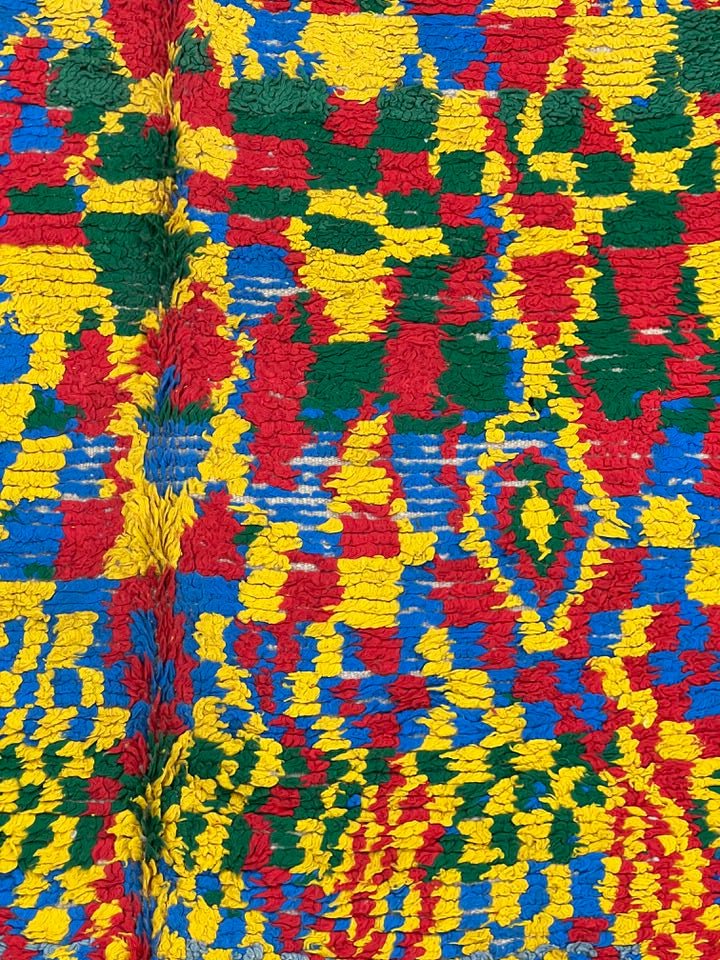 Vintage Moroccan area rug from Azilal, Wool and Thread, 10.17ft x 4.85ft or 310cm x 148cm - Dar Bouchaib Marrakech