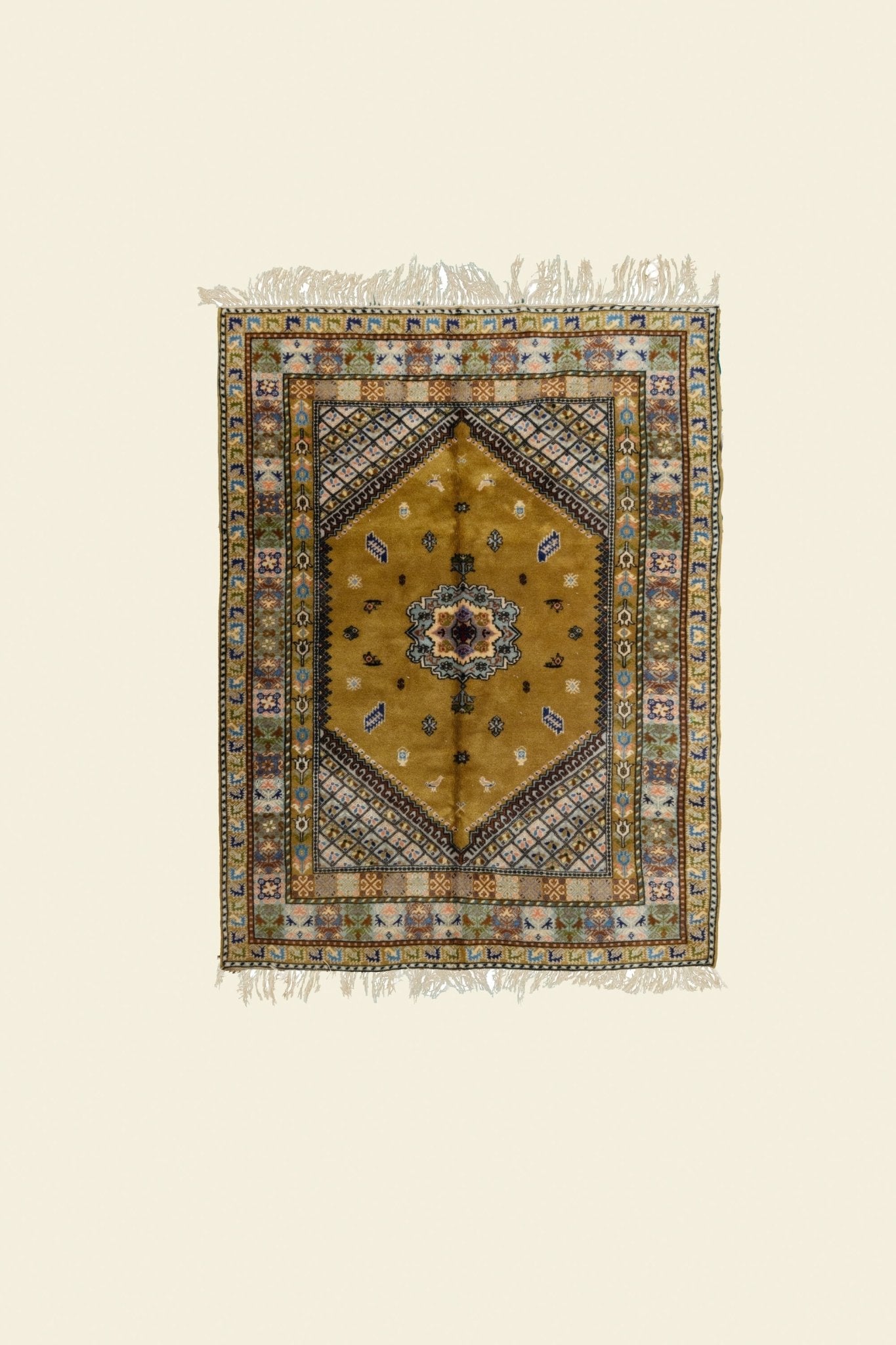 Vintage Rabat Moroccan Rug 4'85" x 6'56" - 148 cm x 200 cm (Wool) - Dar Bouchaib Marrakech