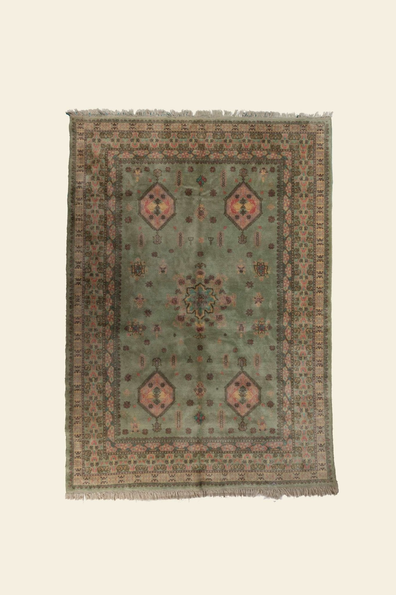 Vintage Rabat Moroccan Rug 9'41" x 6'69" - 287 cm x 204 cm (Wool) - Dar Bouchaib Marrakech