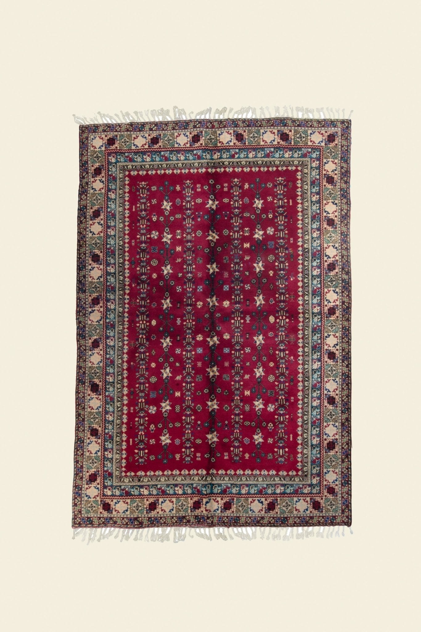 Vintage Rabat Moroccan Rug 6’39’’ x 9'41" - 195 cm x 287 cm (Wool) - Dar Bouchaib Marrakech